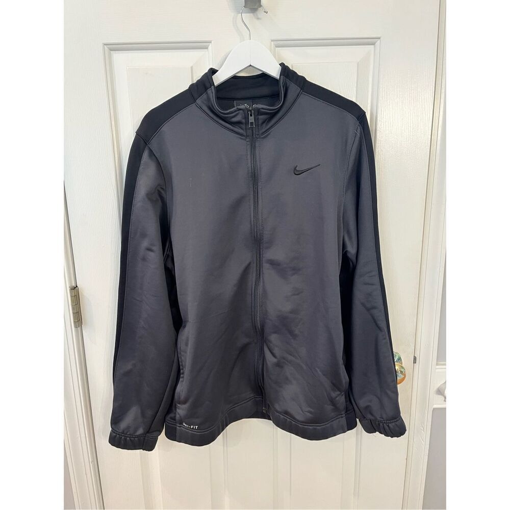 Nike Dri-Fit Black On Black Full Zip Jacket sz L EUC